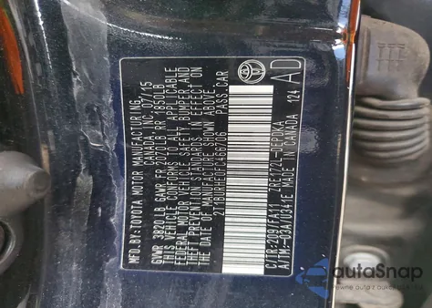 2015 Toyota Corolla L z USA, uszkodzony, nr VIN 2T1BURHE0FC466706